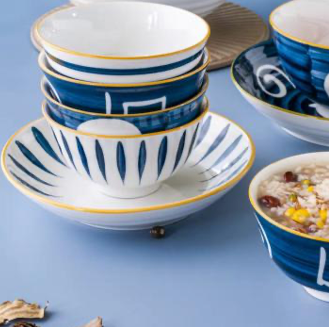 Hand-Painted Japanese 16-Piece Tableware Set